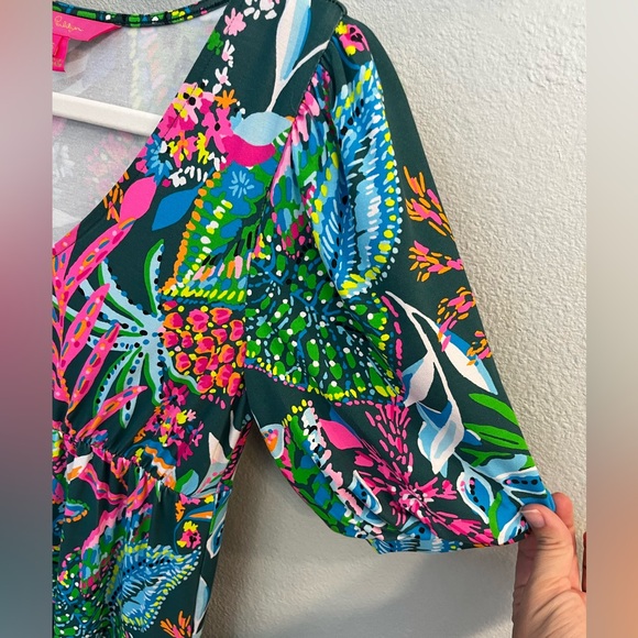 NWOT Lilly Pulitzer Chiara Tiered short sleeve dress Multi sunshine jungle sz xs - Picture 5 of 7